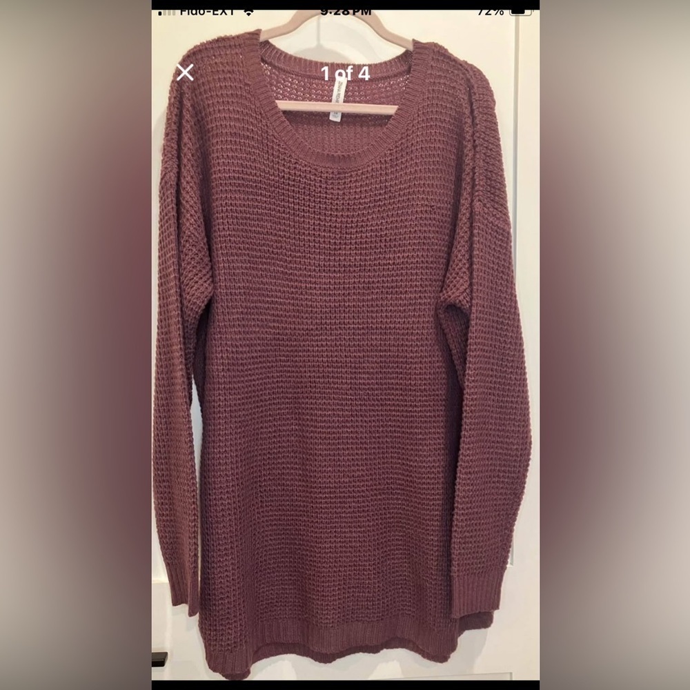 Womenβs 3XL Zenana Premium waffle Knit Sweater in Dusty Rose